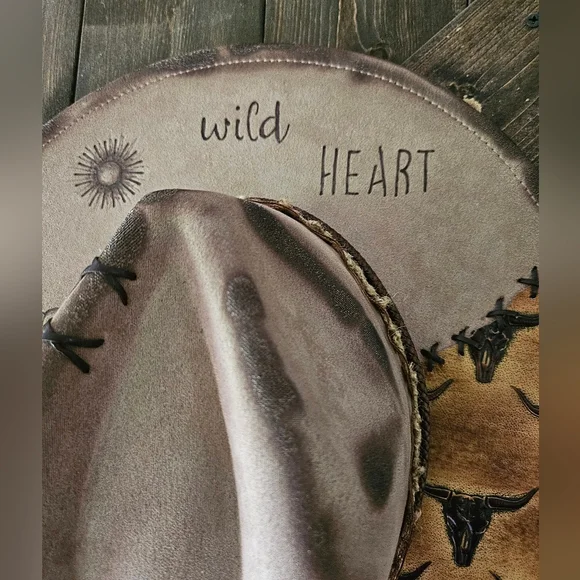 NWT Beige Wild heart desert scape burned Fedora cowboy hat - Picture 6 of 9